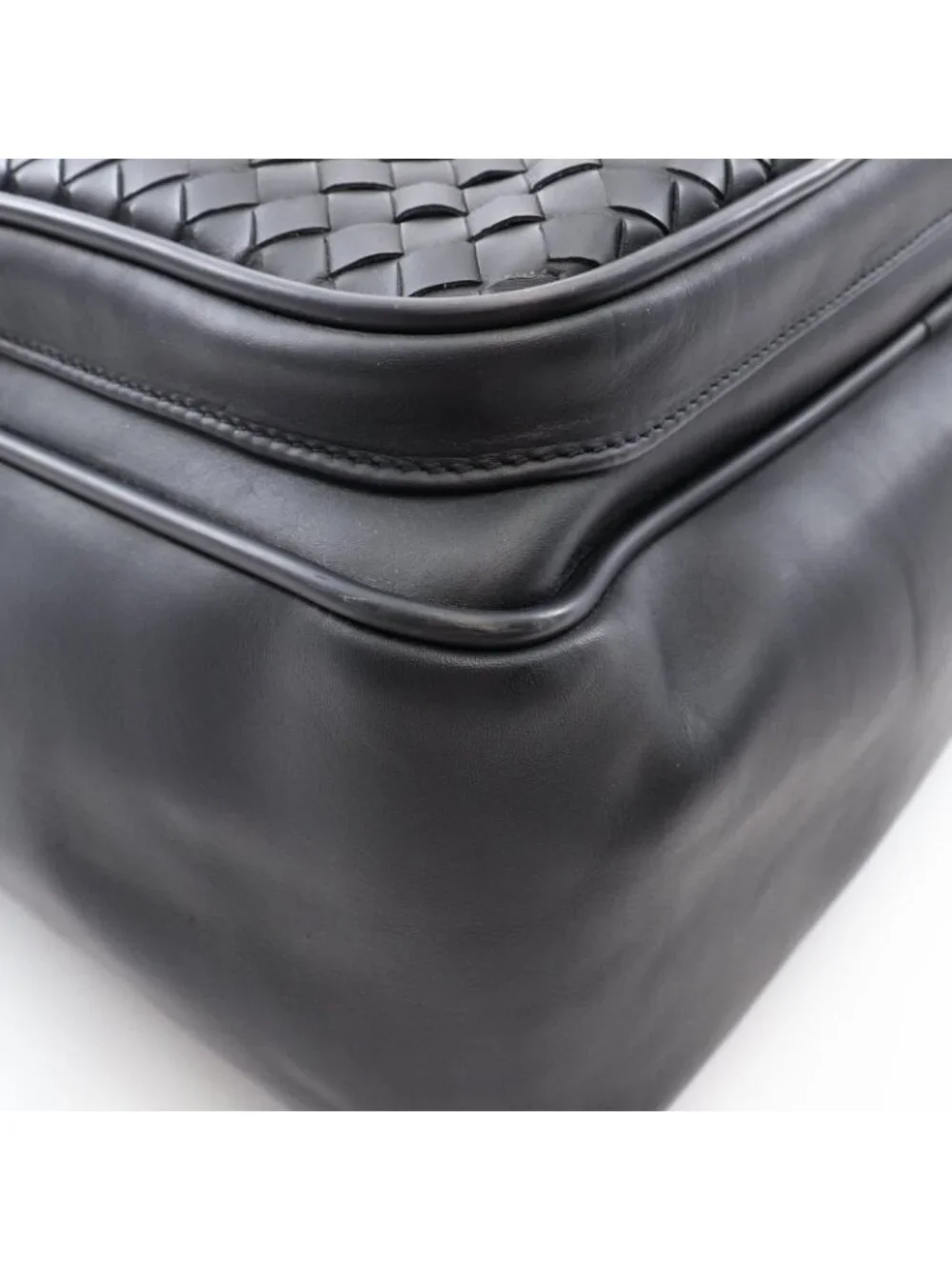 Bottega Veneta Business Intrecciato Black Leather Briefcase